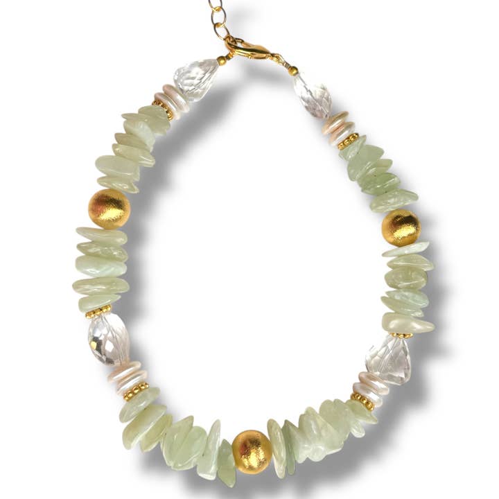 Chunky Prehnite Necklace for wholesale by Dina Mackney
