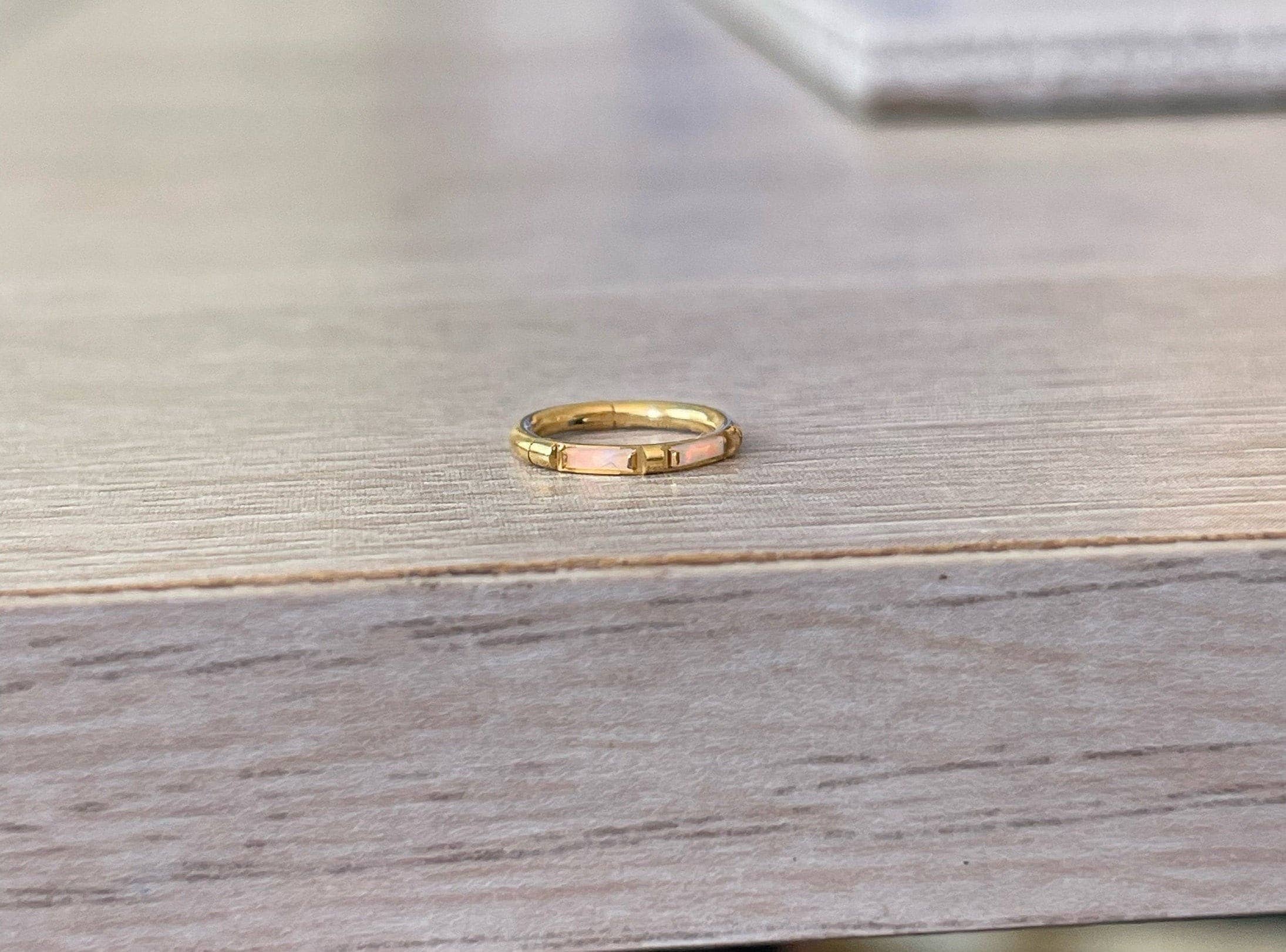 Elara Body Jewelry - Wholesale Single Earring - Gold Opal Conch or Helix Earring (16G | 8mm or 10mm | Titanium | Several Color Options)4