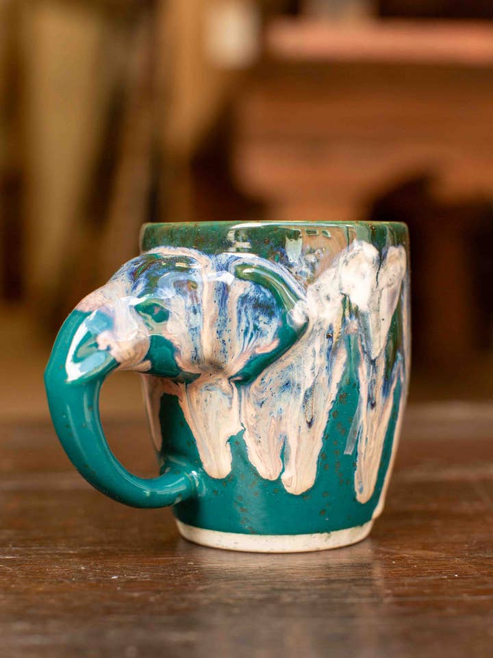 Emerald Elephant Mug for wholesale by The India Shop