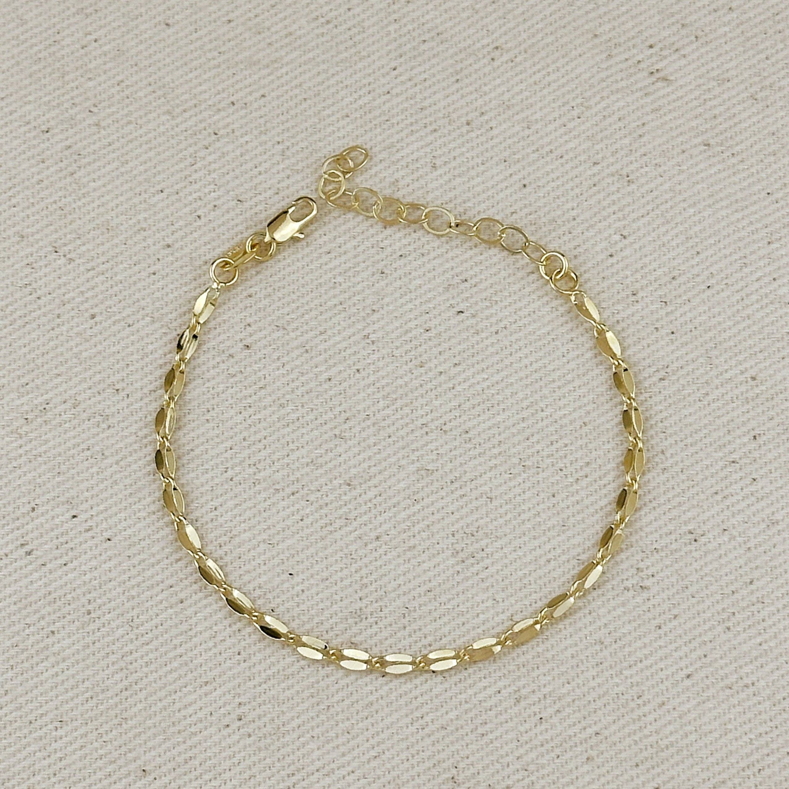GoldFi - Wholesale Link & Chain Bracelet - 18k Gold Filled 3mm Fancy Chain Bracelet0