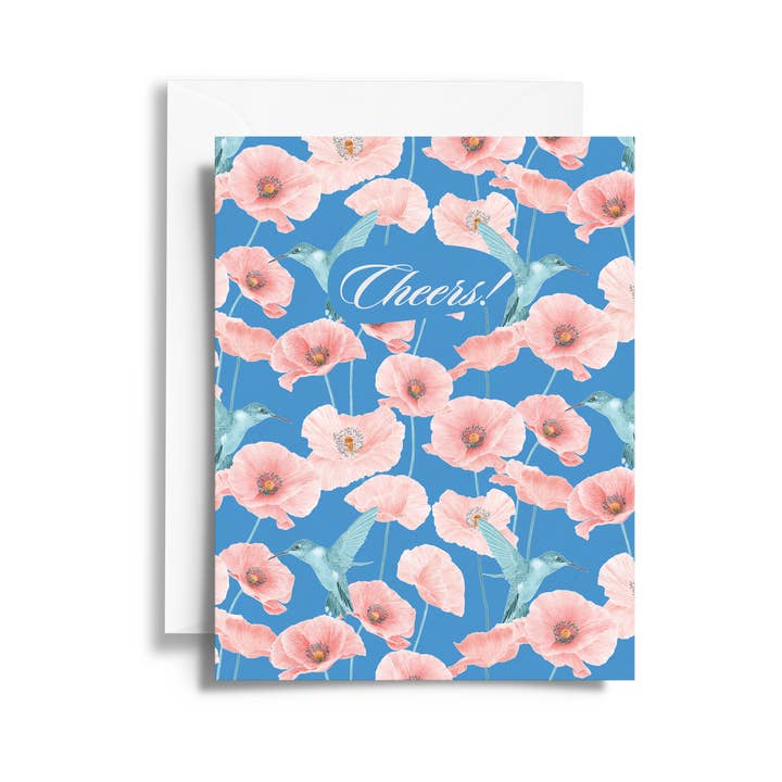 Cartão de Felicitações | Padrão de Papoila e Beija-flor por atacado de Stacy Hsu Design & Illustration