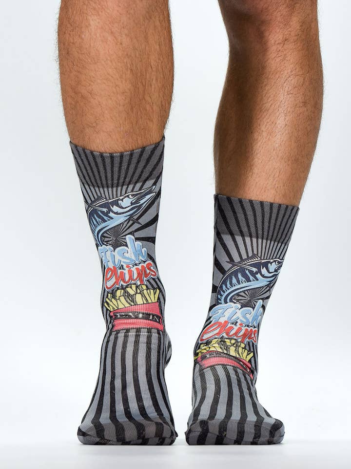 MEIAS PARA HOMEM FISH AND CHIPS II por atacado de Wigglesteps