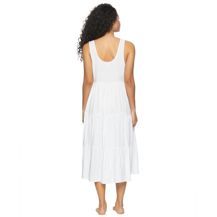 Isabelle Rayon Challis Flowy Maxi Dress - White for wholesale on Faire
