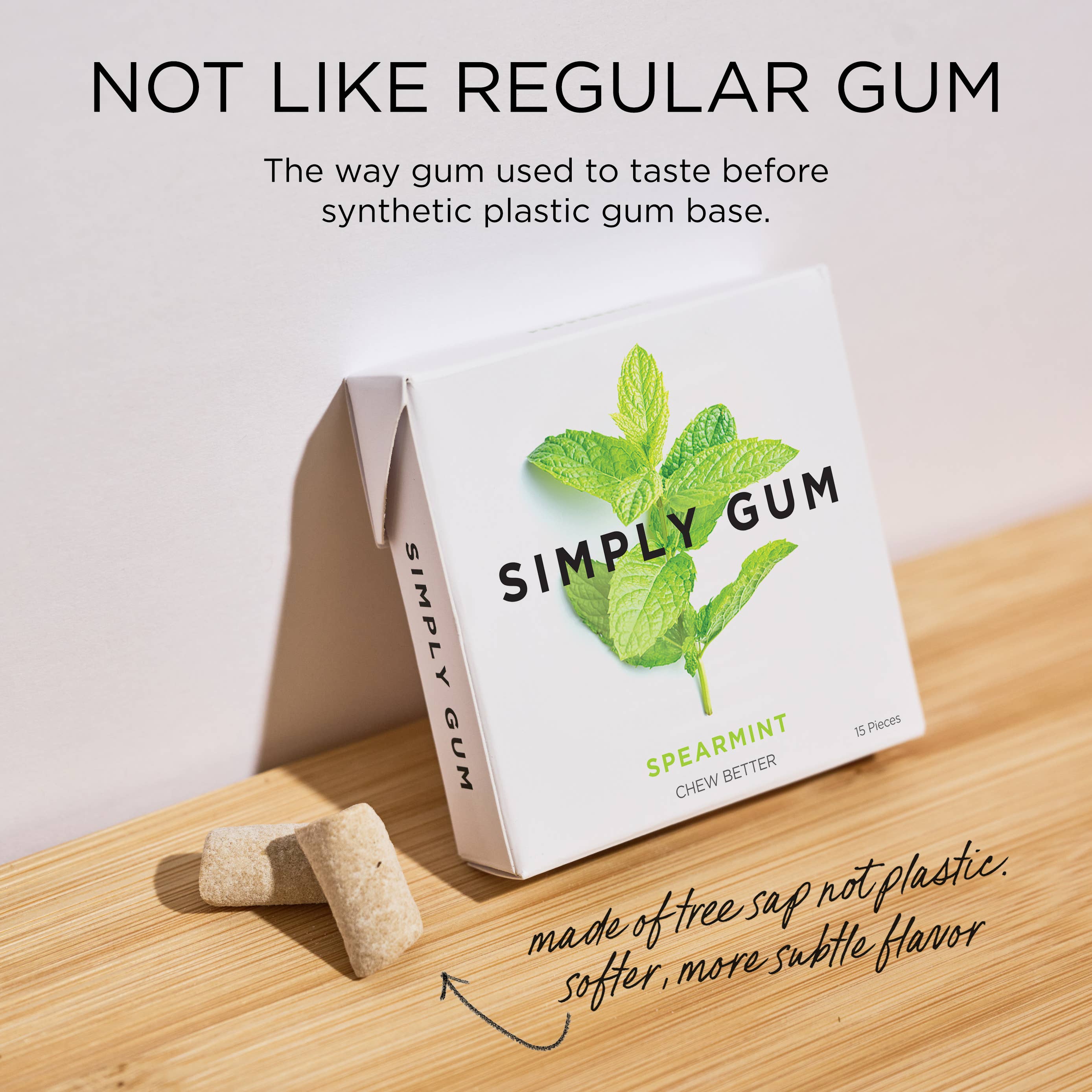 Simply Gum - Wholesale Chewing Gum - Spearmint Chewing Gum - Natural + Plastic-Free | 12 Pack5