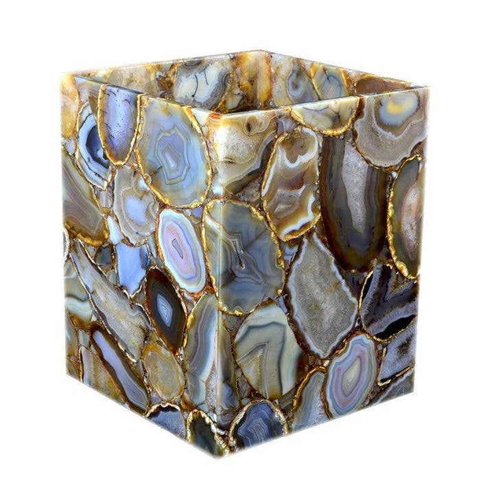 Natural Agate Waste bin for wholesale by ETEREO New York