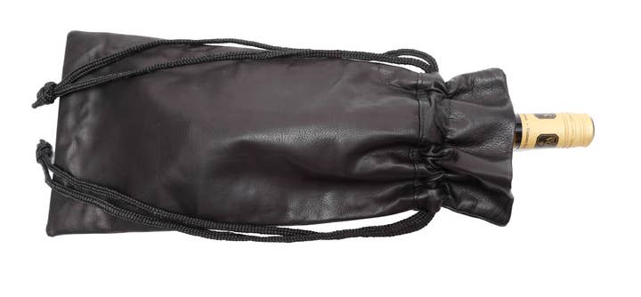 ASHLIN® SINGLE DRAWSTRING WINE POUCH | TUSCANY COWHIDE for wholesale by Ashlin Leather Boutique
