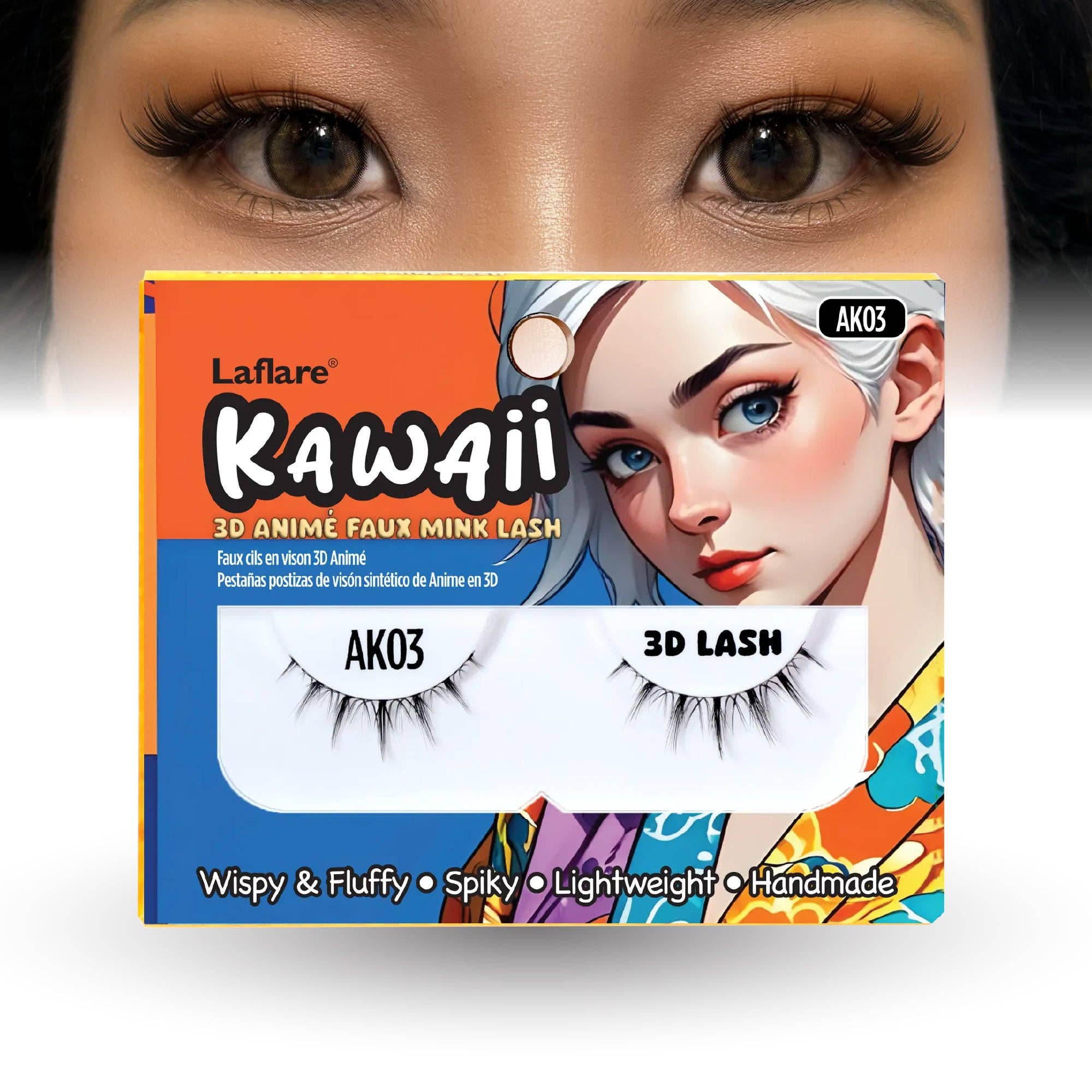 Laflare - Wholesale False/Fake Eyelashes - Kawaii 3D Anime Faux Mink Lash | Manga Lashes | Japanese Style Cosplay Lashes | Spiky 8D Wispy False Eyelashes Full Strip Doll Lashes.2