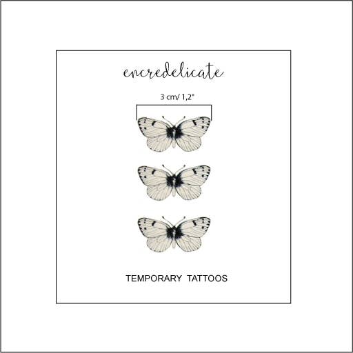 encredelicate - Wholesale Temporary Tattoo - Realistic butterfly temporary tattoo in black (set of 3)1