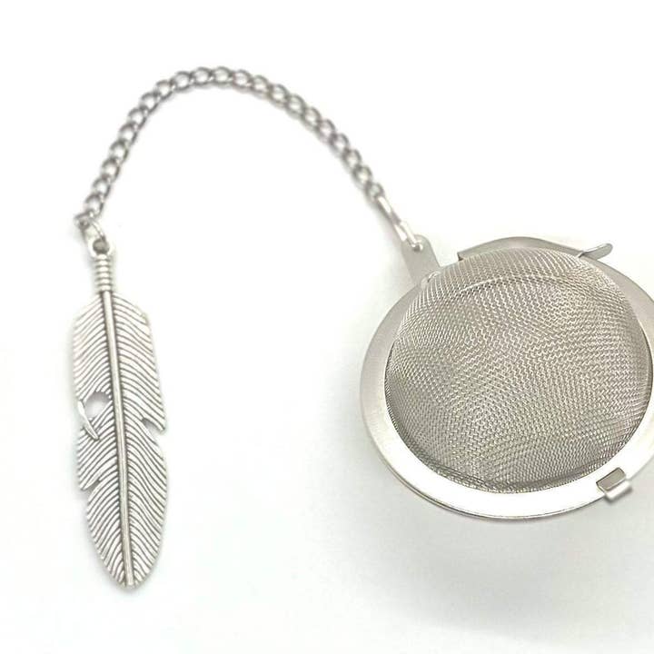 The Traveling Teapot – wholesale Tea strainer/infuser – Loose Leaf Tea Infuser, Feather Charm Ball, Tea Lover Gift