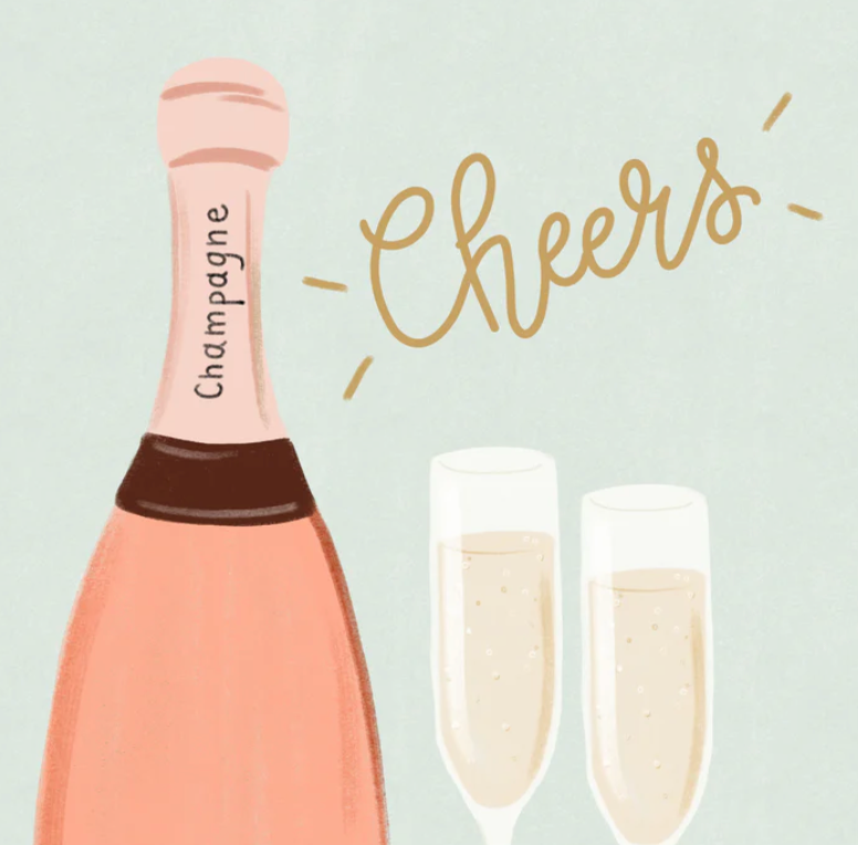 Paige & Willow - Wholesale Congratulations Card - Cheers Champagne Congratulations Card2