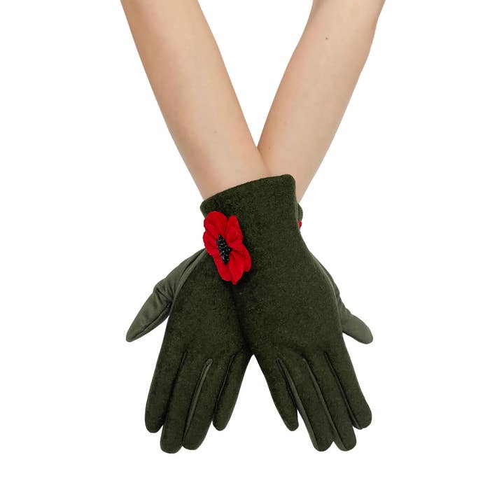 Fashion Scarf World - Vente Gants – femme - Gants à écran tactile 3D en forme de fleur de pavot6