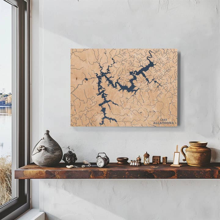 Carte personnalisée du lac Allatoona en Géorgie pour la vente par Benoit's Design Co.