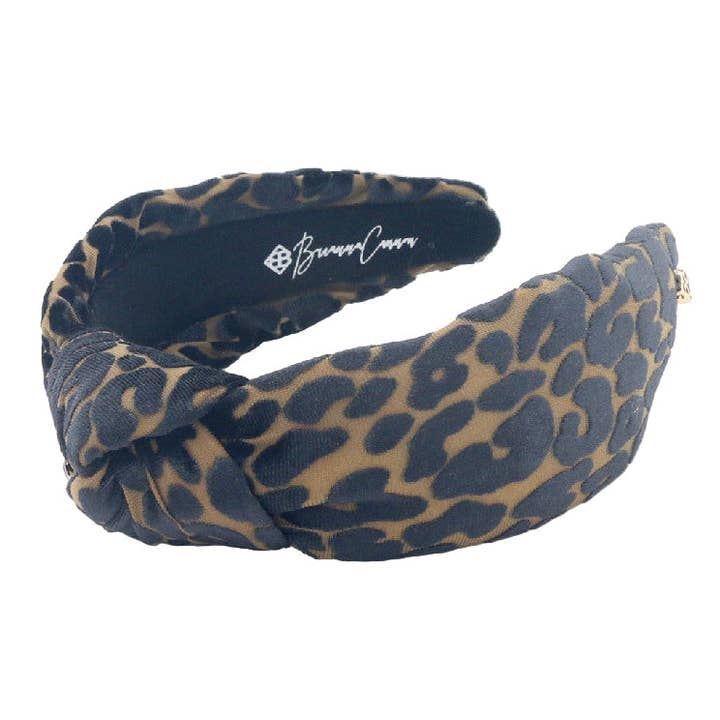 Brianna Cannon - Wholesale Fashion Headband - Women's - Black and Tan Leopard Print Knotted Headband4