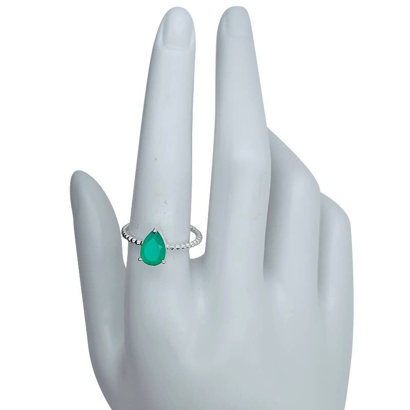 Amberman - Vendita all'ingrosso Anelli cocktail/statement - Anello in argento con onice verde sfaccettato2