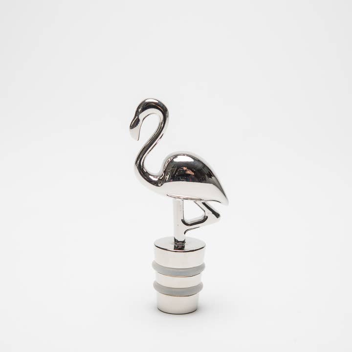 VINOLEM - Wholesale Wine Stopper - Ludi-Vin Silver Flamingo Stopper4