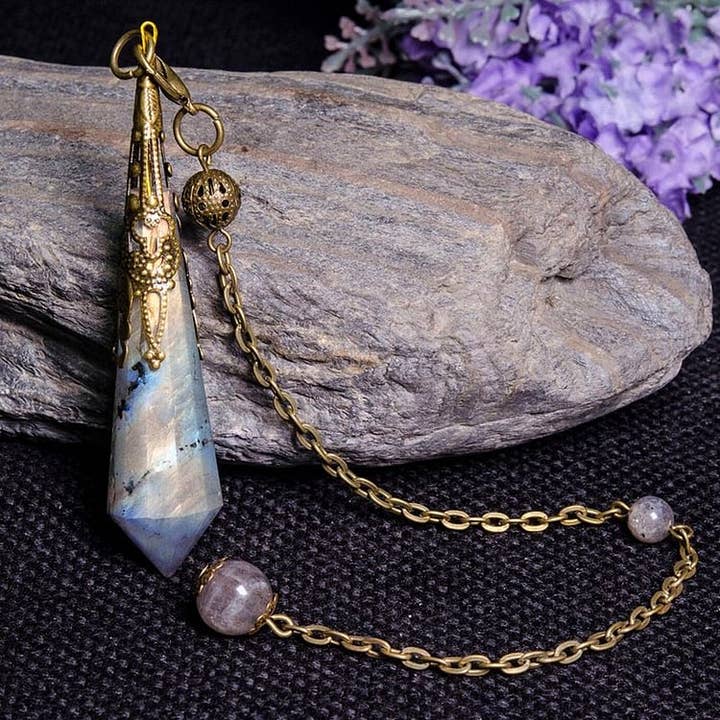 GemMeet - Wholesale Spiritual Stone/Crystal - Grey Moonstone Protection Pendulum