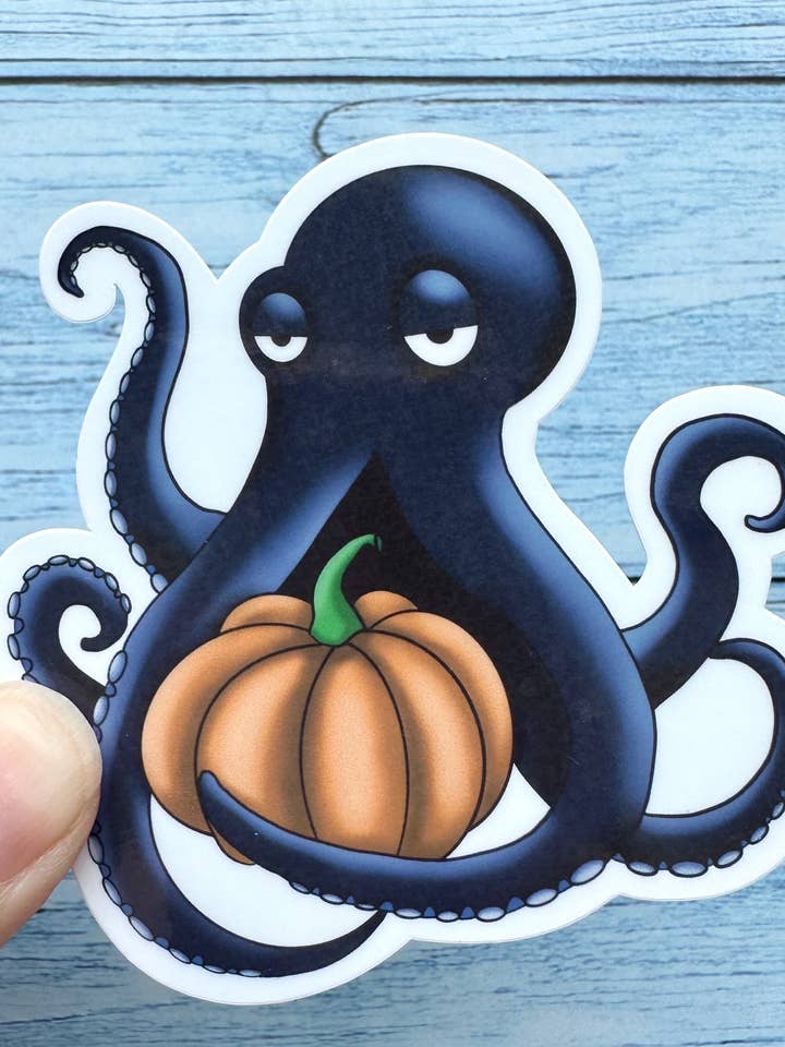 Autocollant d'Halloween en vinyle | Gothtopus & pumpkin, Goth Octopus pour la vente par Melanie Feltham Art