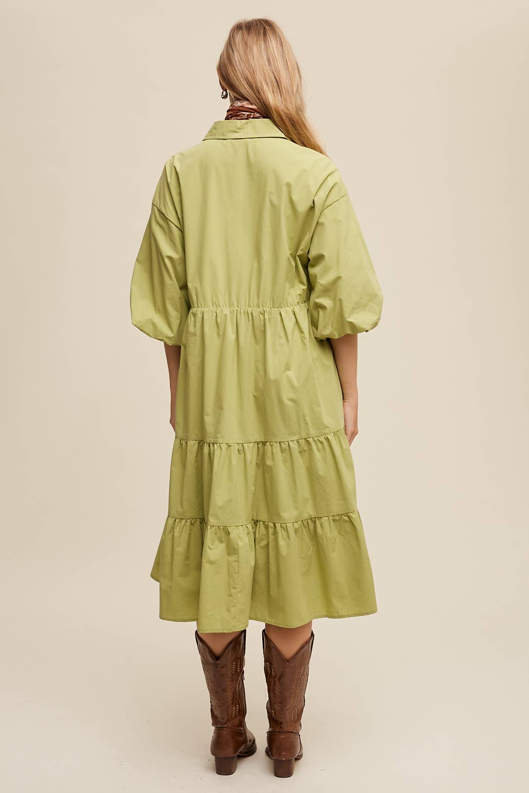 Listicle - Wholesale Dress - Women's - Tiered Poplin Shirt Dress20