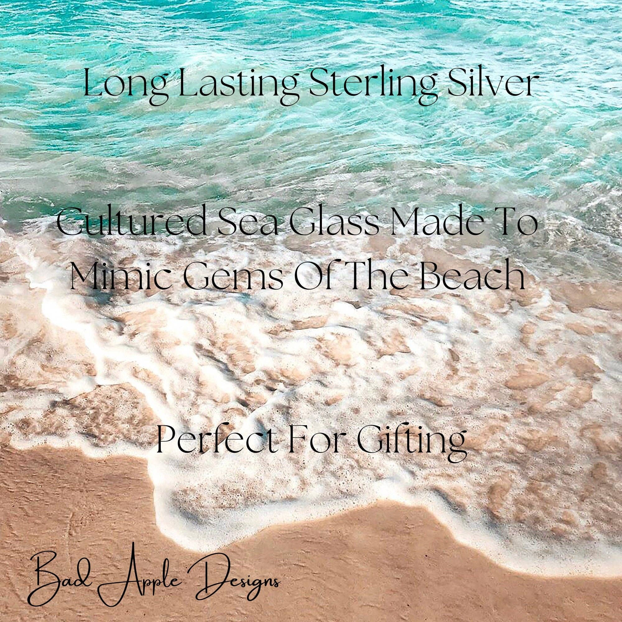 Bad Apple Designs – wholesale Hängande örhängen – Iriserande sjöjungfruglasörhängen,, Strandbrudbröllopörhängen, Havsglas dinglande örhängen, Trådflätade droppar4