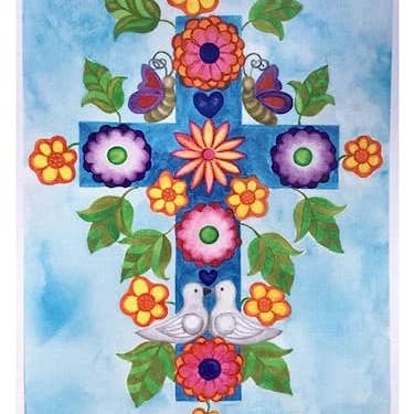 Adeline's Cross- Whimsical Colorful Christian Print for wholesale by Carla Quigley Art