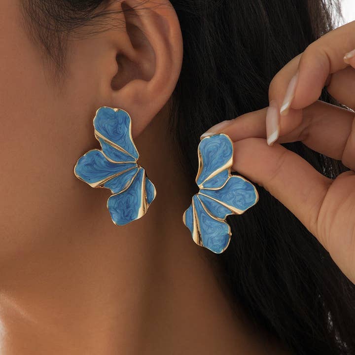 ACCITY - Wholesale Dangle Earrings - SWEET GRADIENT OIL DROP FLOWER ALLOY EARRINGS_CWMM3198