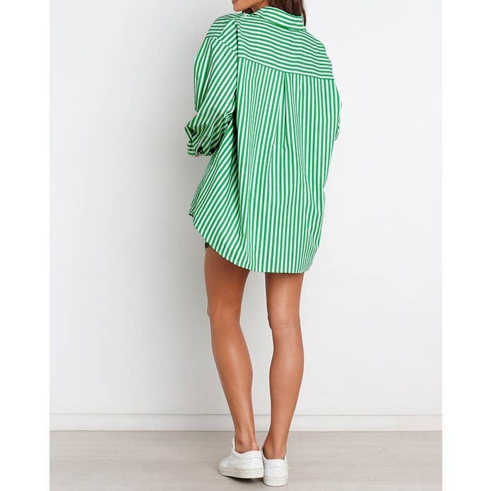 Mapcie - Wholesale Top & Pant Set (NOT Loungewear) - Women's - Striped Oversized Shirt and Drawstring Shorts Set14