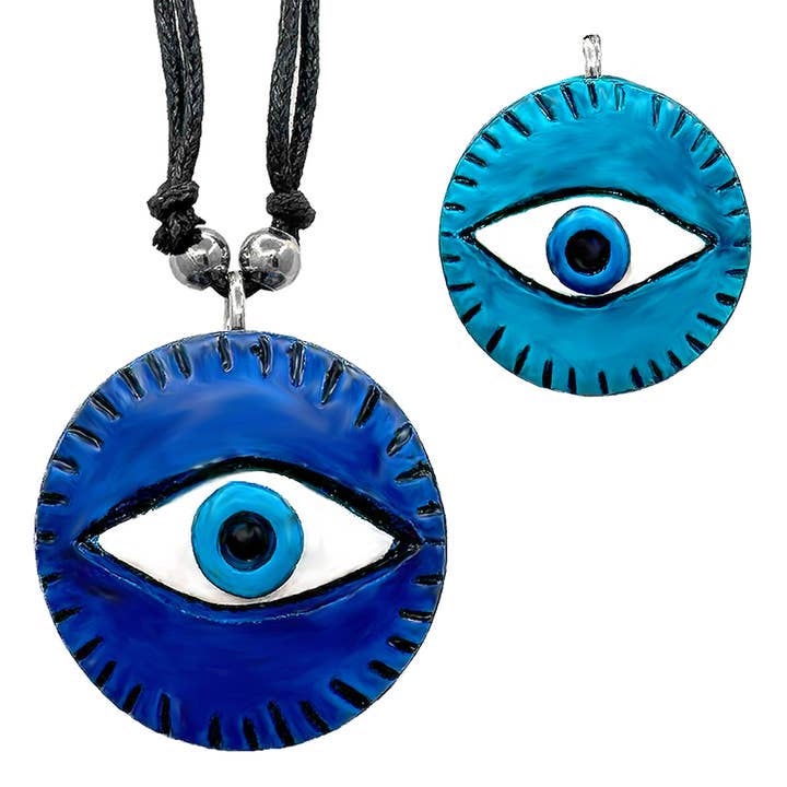 Collier avec pendentif unisexe en résine Evil Eye Durepox pour la vente par Pichincha