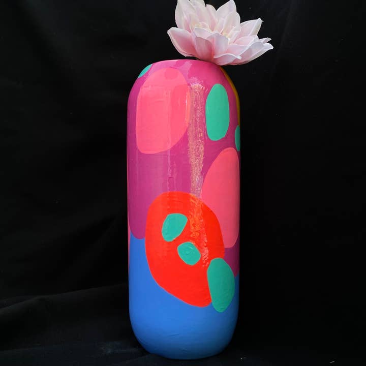 Modern Artifact Face Vase/Planter Blue Bubbles Series for wholesale by Artifacts of Joy