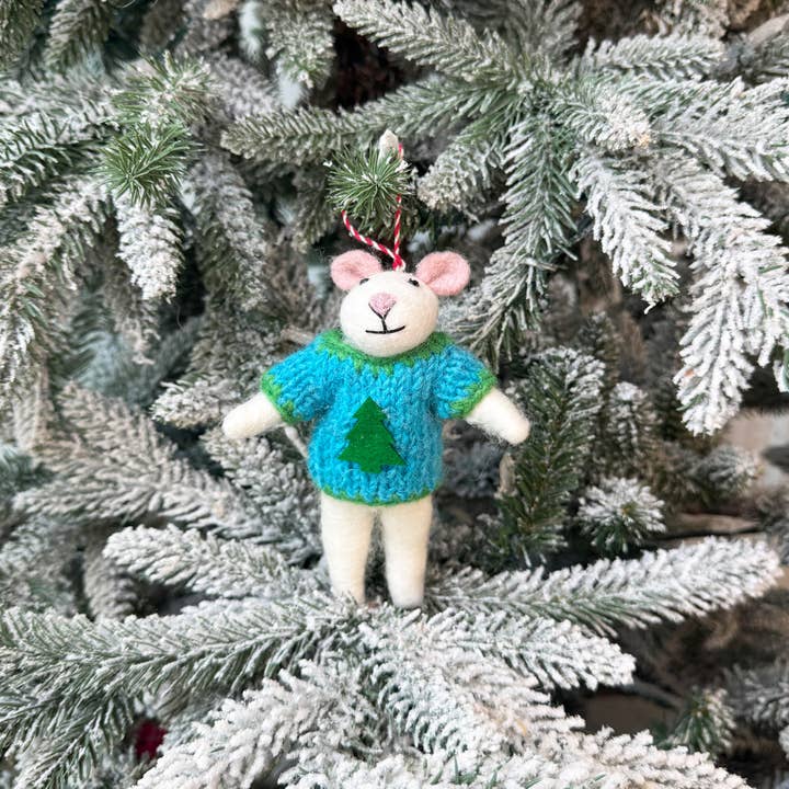 Pine Christmas Tree - Sweater Mice Ornament for wholesale by Knollwood Lane