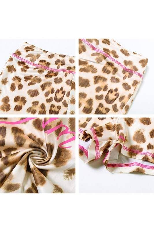 KAKI ensemble de survêtement à capuche et short imprimé léopard en vente sur Faire9