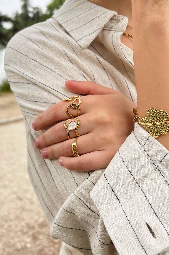 Guld Ring i rostfritt stål 424RX139 för wholesale på Faire1