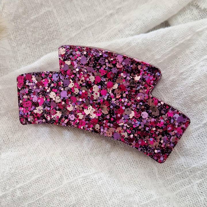 Pink and purple large resin clip for wholesale by Les Noeuds de Maman