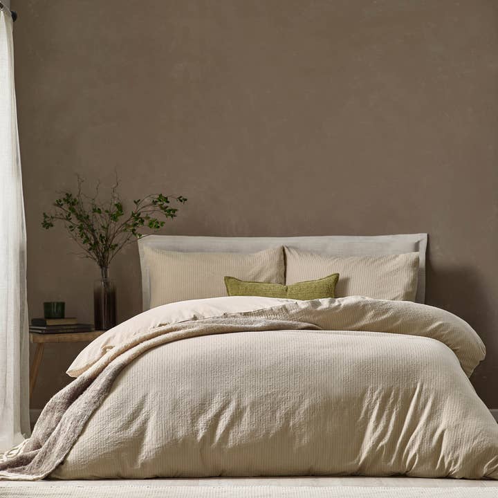 Lin Parure de couette en coton 100 % Malton Stripe Lin en vente sur Faire