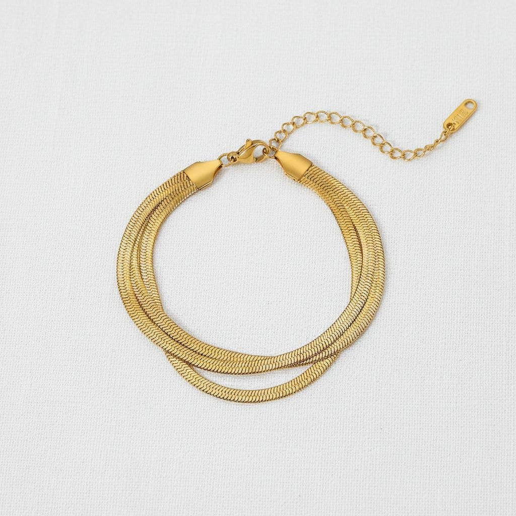 paperln - Wholesale Link & Chain Bracelet - Layered Snake Chain Bracelet with Chic Design0