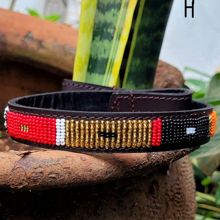 MAASAI CHIEF - Wholesale Pet Collar - Cat/Dog - Beaded Leather Horse browband9