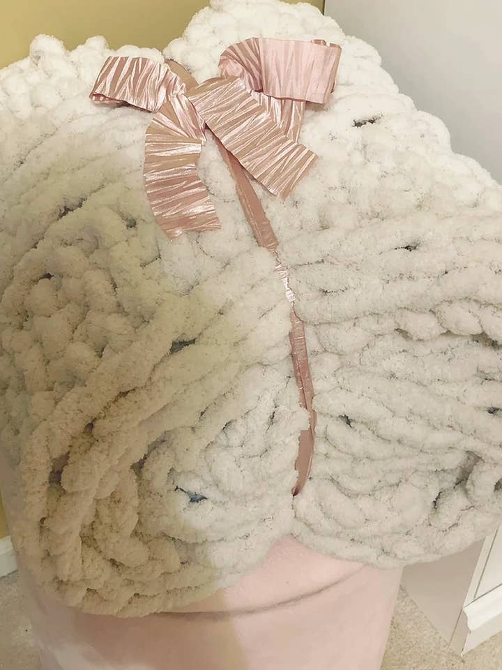 Cream color Chunky Knit Blanket -54" x 62" for wholesale by Tabu Knits