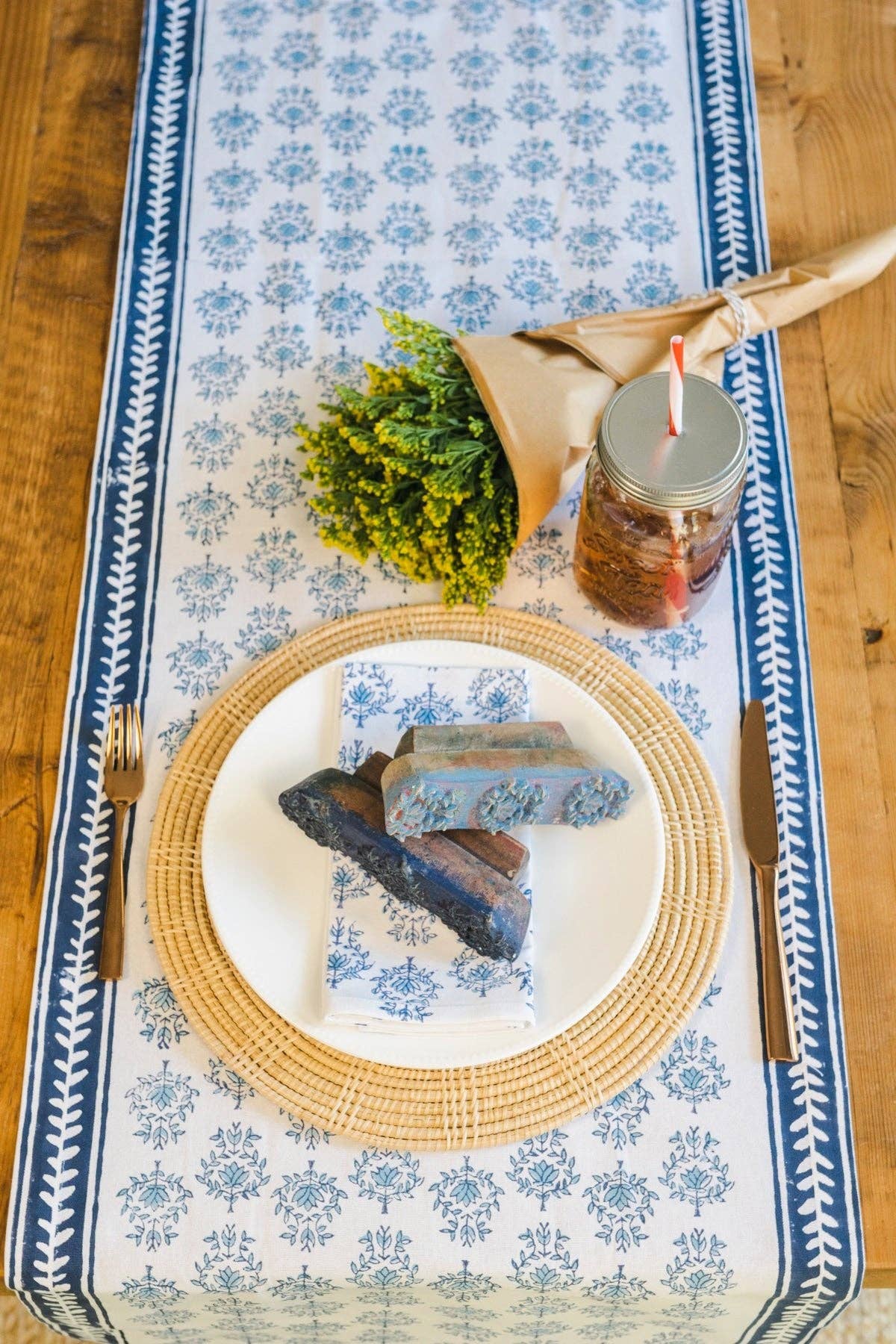 Mended - Wholesale Table Runner - Table Runner - Lotus, Uniform Blue & Navy1