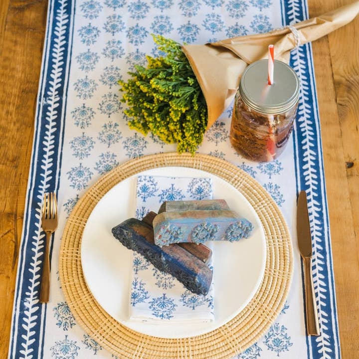 Mended - Wholesale Table Runner - Table Runner - Lotus, Uniform Blue & Navy1