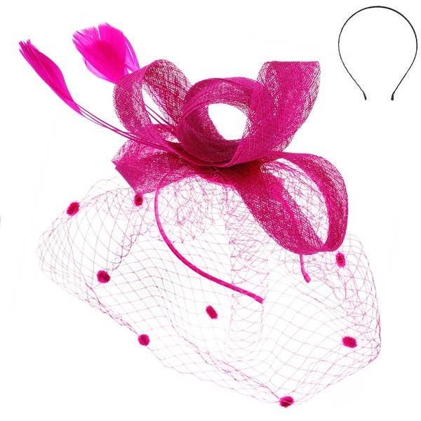 anbfashion - Vente Chapeau bibi – femme - Anbfashion grand bandeau amovible avec nœud et voile à plumes3