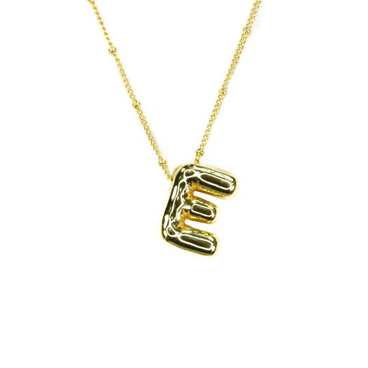 Savvy Bling - Wholesale Pendant/charm necklace - Initial Balloon Bubble Gold Necklace122