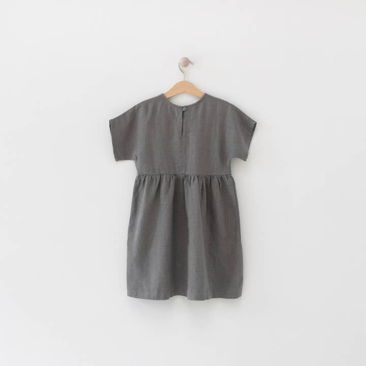 lekokko - Vendita all'ingrosso Vestito - Bambini - Abito Luna in lino grigio realizzato in Lituania