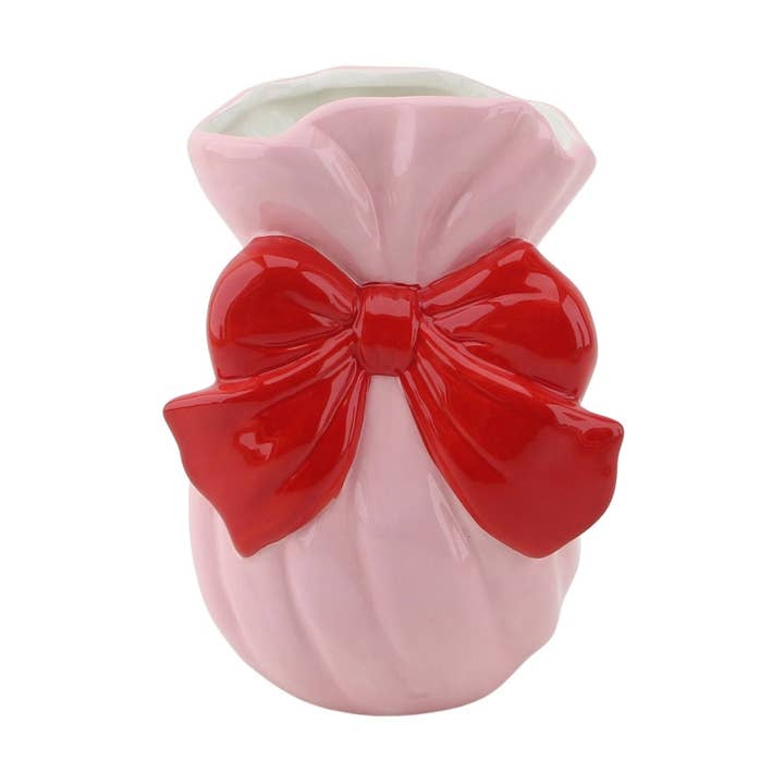 Vase - Bow - Dolomite - Pink/ Red - 11x10x16cm for wholesale by Housevitamin bv