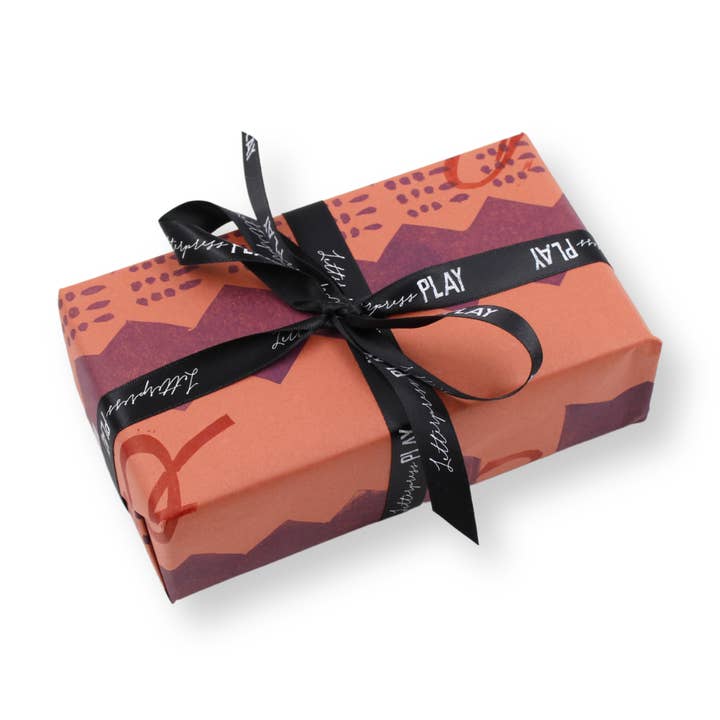 Letterpress PLAY - Wholesale Flat Wrap - Red Block-Printed Wrapping Paper