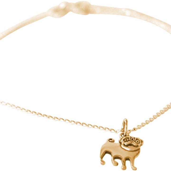REMOVED BRAND – Pulseira com pendente por atacado – Pulseira com pingente Gemshine Pug Dog banhada a ouro prata 9254
