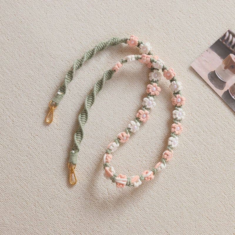 Weavey Studio – wholesale Phonecase strap – Macrame flower twisted pattern lanyard camera phone strap6