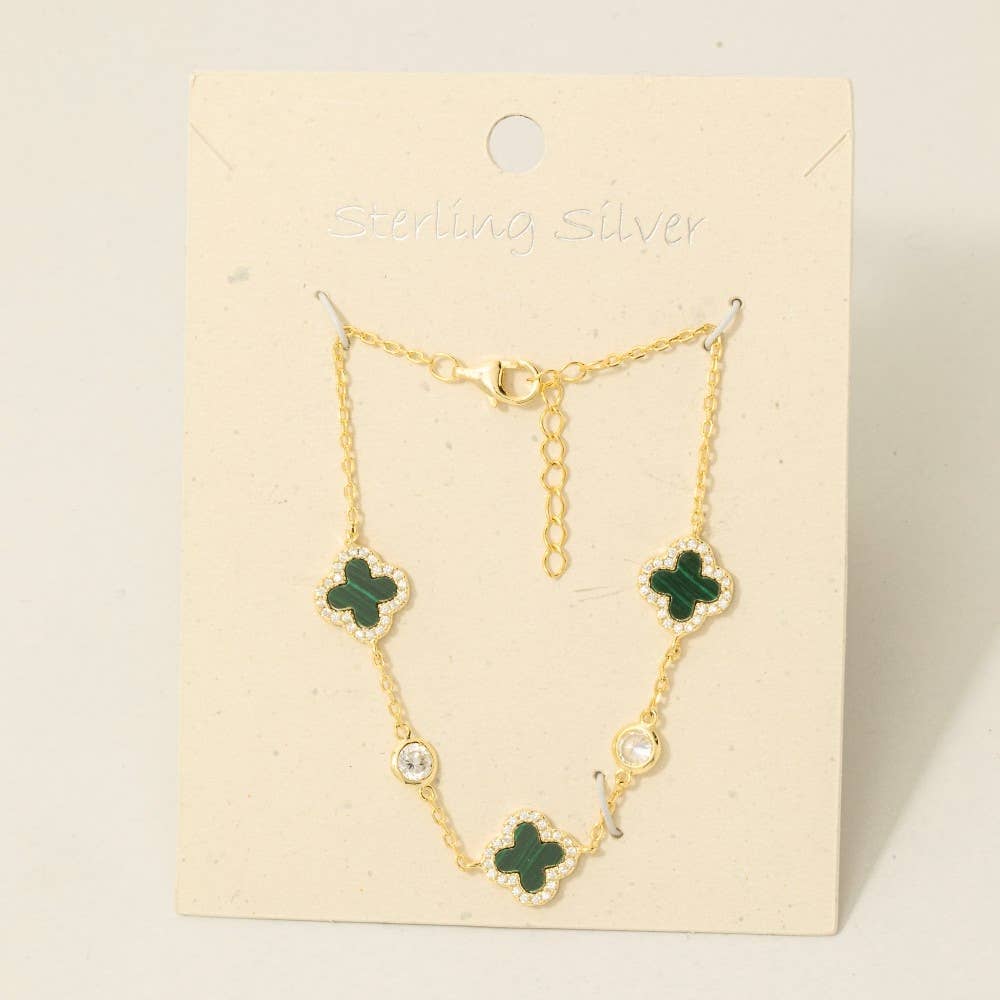 Fame Accessories – wholesale Link & chain bracelet – Sterling Silver Clover Chain Bracelet6