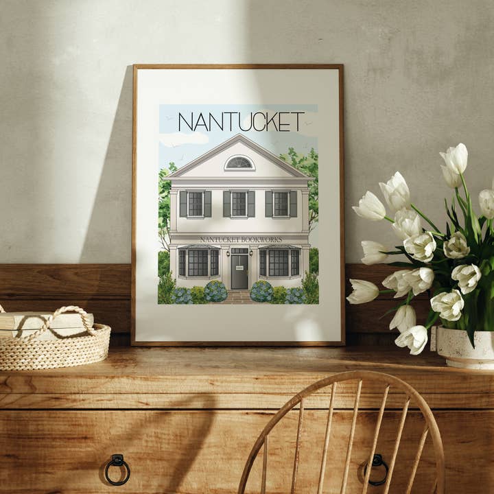 Nantucket - Impresión artística de viaje para venta al por mayor de Fox Burrow Designs