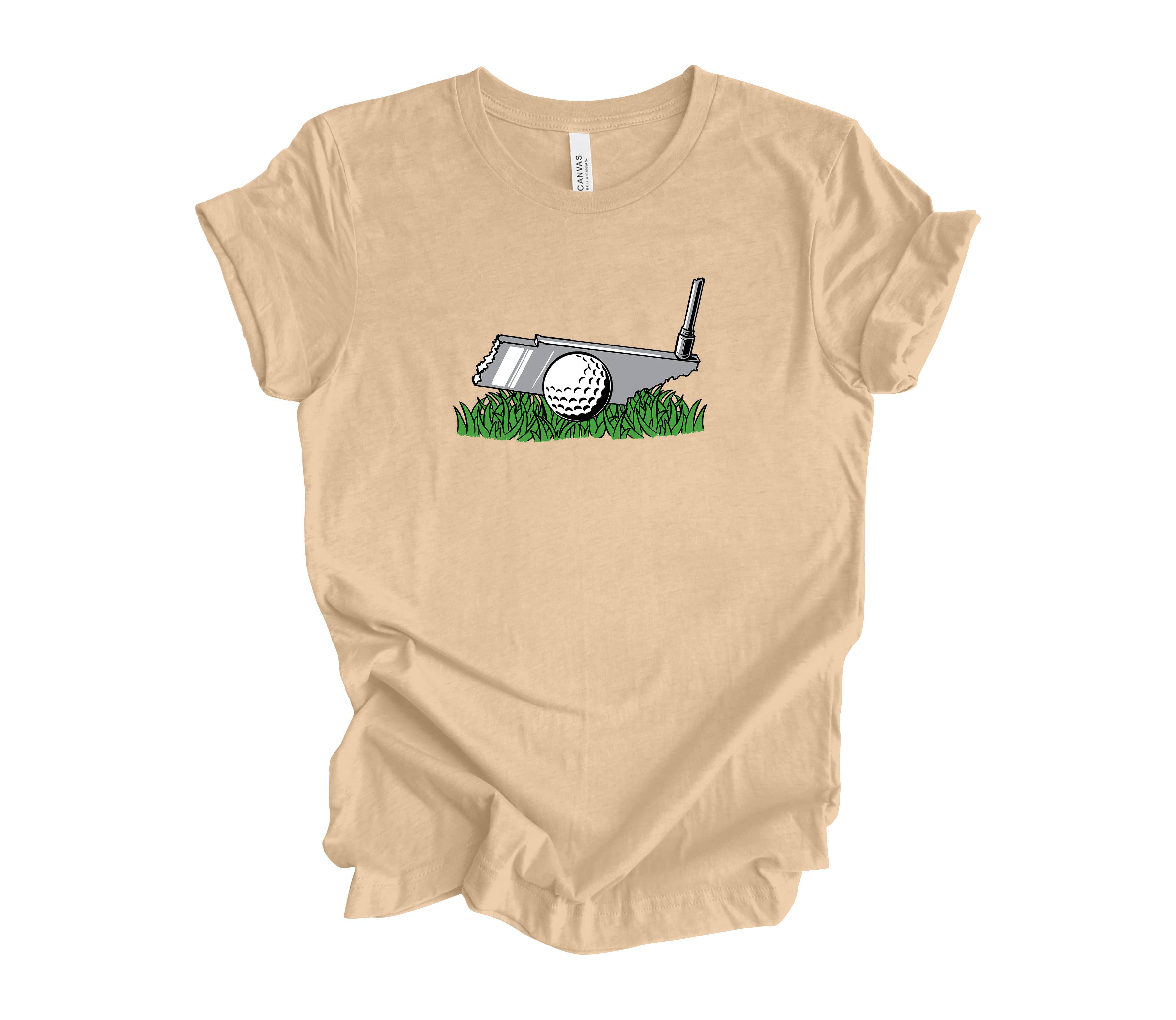 Barrel Down South – wholesale Screen printed t-shirt – Women′s – Tennessee State Shape Golf Putter Tee Shirt