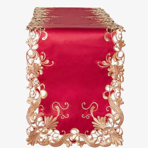 Decozen - Wholesale Table Runner - Burgundy Charm – Burgundy Gold Table Runner, Chantelle Collection Artistic Table Décor 14*108 inch8