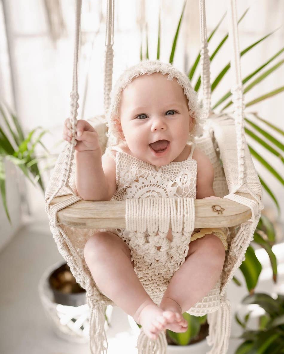 Natural baby Macrame Swing organic for wholesale on Faire
